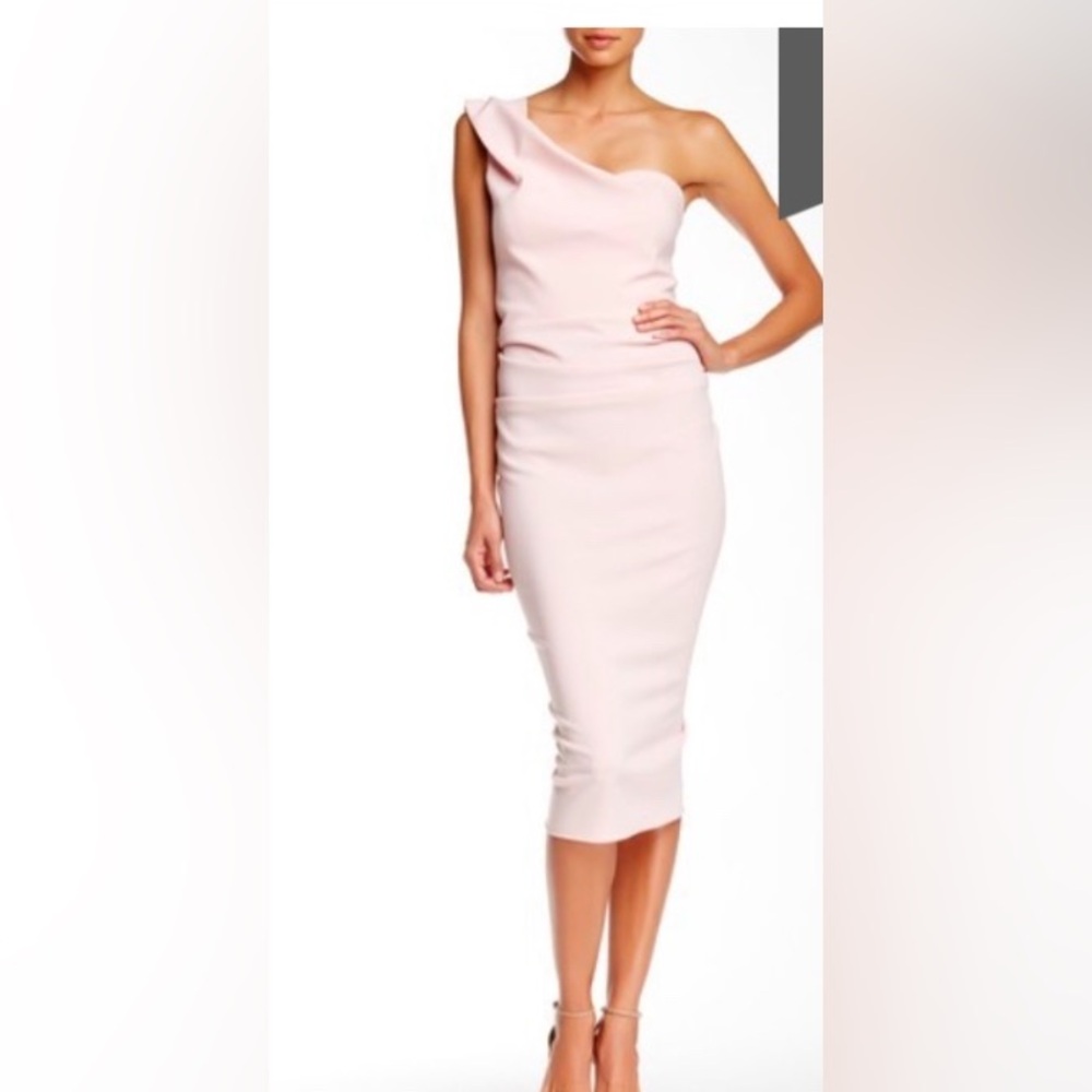 NEW ISSUE NEW YORK Ruffled Mid-Length  One shoulder Cocktail Dress. Pink